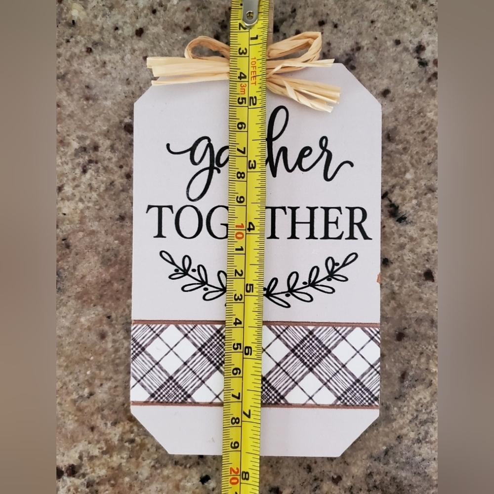 NEW "Gather Together" Wooden Tabletop Shelf Sitter 7.5"x4"‎ Home Decor White Blk - Picture 6 of 7
